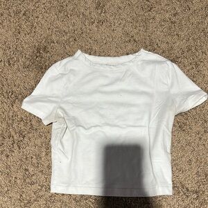 White Short Sleeve Crop Top